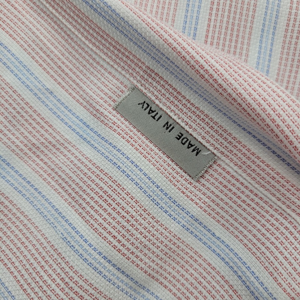 Brioni Dress Shirt Mens XL Pink Stripe Classic Cotton Made In Italy Long Sleeve - Picture 4 of 8
